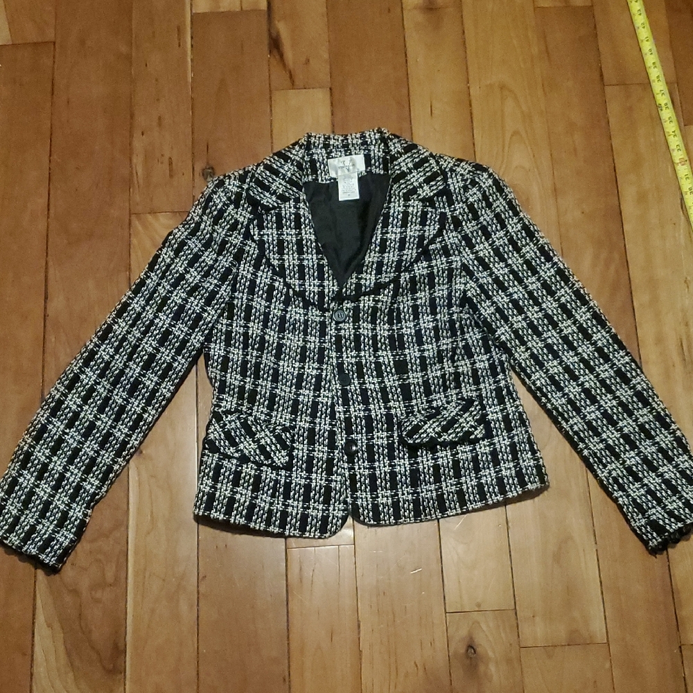 Versailles Black & White Tweed Women's Blazer Jacket